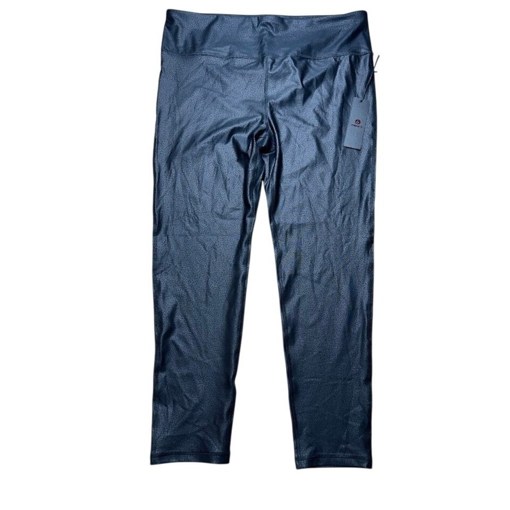 Mono B Womens 3XL Metallic Foil‎ Crackle High Waisted Leggings Black New